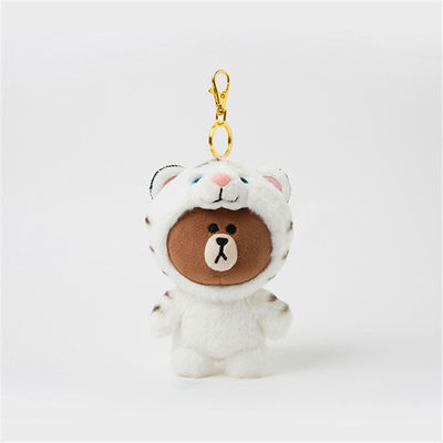 Giocattoli a catena chiave molli su ordinazione Mini Stuffed Animal Keychain della peluche dell'orso arancio sveglio