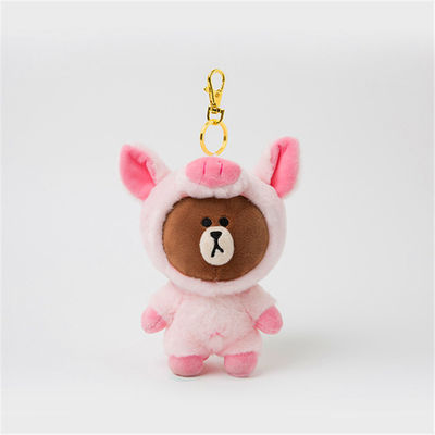 Giocattoli a catena chiave molli su ordinazione Mini Stuffed Animal Keychain della peluche dell'orso arancio sveglio
