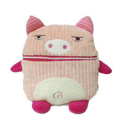 Giocattolo rosa ISO9001 della peluche del velluto a coste della bocca della chiusura lampo del cuscino della mano del maiale