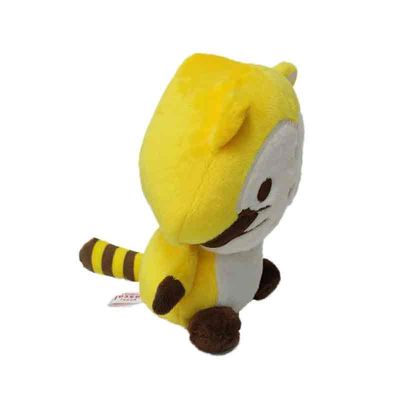 zibetto giallo Cat Stuffed Animal dei giocattoli animali su ordinazione della peluche del ricamo di 25cm