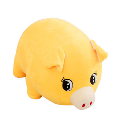 il maiale giallo rosa del poliestere di 30cm ha farcito cuscino di sonno dell'animale domestico dei giocattoli della peluche il grande