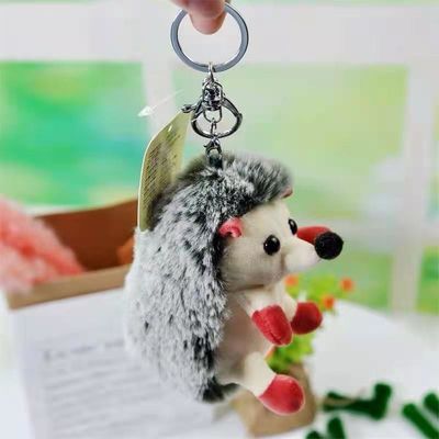 La peluche a catena chiave dell'istrice sveglio della peluche gioca i portachiavi a anello animali farciti del piccolo istrice