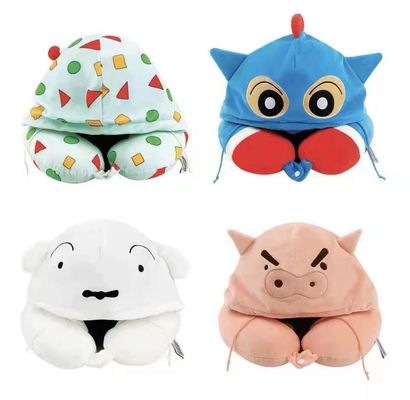 Decorazione sveglia della casa della peluche della peluche della peluche del collo del cuscino dell'automobile a forma di U incappucciata portatile di viaggio