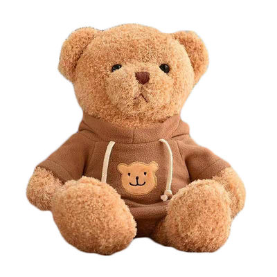 cuscino sveglio rosso di sonno di Teddy Bear Plush Toys Girl di maglia con cappuccio di 30cm piccolo