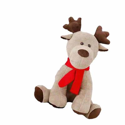Il cotone dei pp ha riempito il giocattolo rosso della peluche della renna di Natale della sciarpa di 25cm