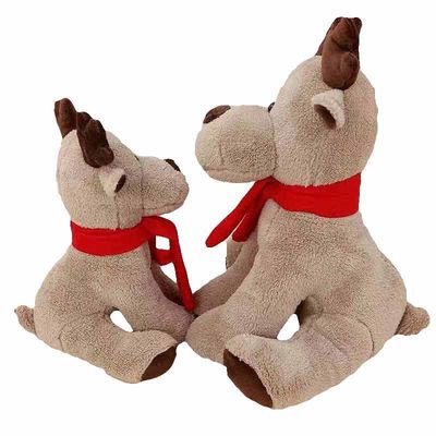 Il cotone dei pp ha riempito il giocattolo rosso della peluche della renna di Natale della sciarpa di 25cm