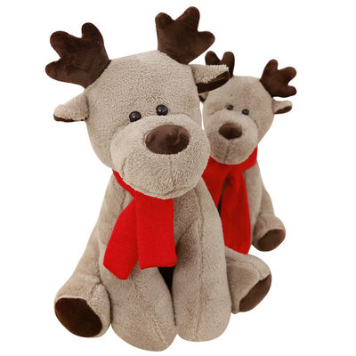 Il cotone dei pp ha riempito il giocattolo rosso della peluche della renna di Natale della sciarpa di 25cm