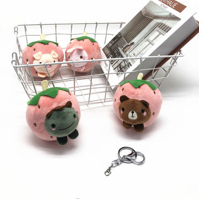giocattoli a catena chiave della peluche del fronte animale della fragola del fumetto di 10cm per le chiavi dell'automobile