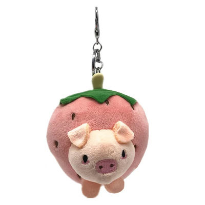 giocattoli a catena chiave della peluche del fronte animale della fragola del fumetto di 10cm per le chiavi dell'automobile