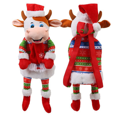3D che modella lo zaino della peluche della mucca di Natale di 30cm per i bambini