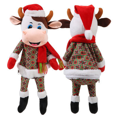 3D che modella lo zaino della peluche della mucca di Natale di 30cm per i bambini