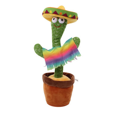 Giocattolo elettrico ballante e di conversazione luminoso della peluche del cactus