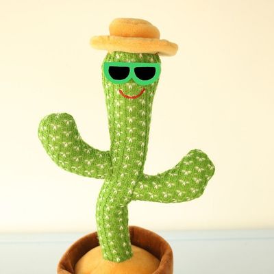 Giocattolo elettrico ballante e di conversazione luminoso della peluche del cactus