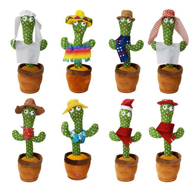 Giocattolo elettrico ballante e di conversazione luminoso della peluche del cactus