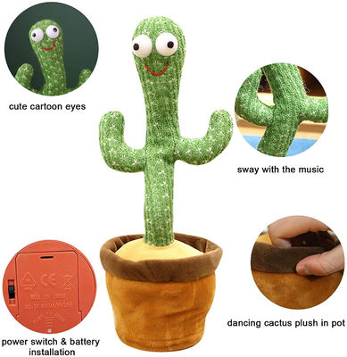 Giocattolo elettrico ballante e di conversazione luminoso della peluche del cactus