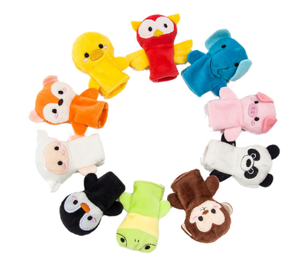 Burattini animali del dito del fumetto standard della peluche di EN71 ASTM