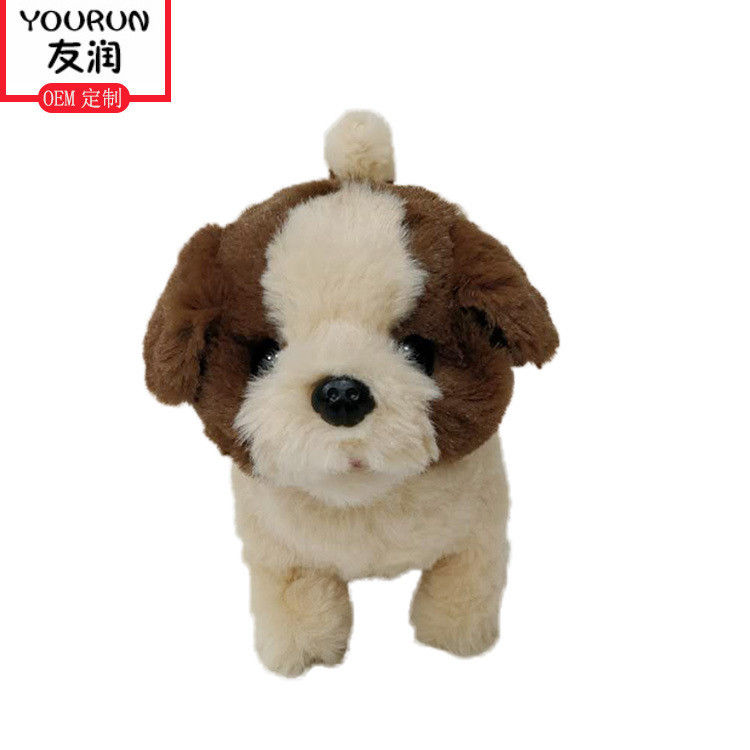 Scortecciamento di camminata del giocattolo A della peluche del cane del fiore della peluche molle di 20CM piccolo ed annuire col capo del cane elettrico